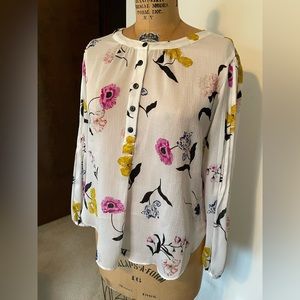 Ann Taylor White Blouse with floral. Size medium.